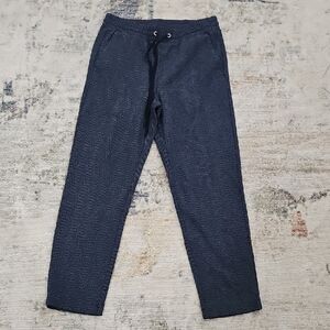 LOFT Ankle‎ Drawstring Pants Navy Blue Mid Rise Pull On Dress Knit Trousers Sz S